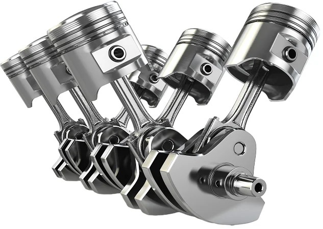 Pistons and crankshaft assembly