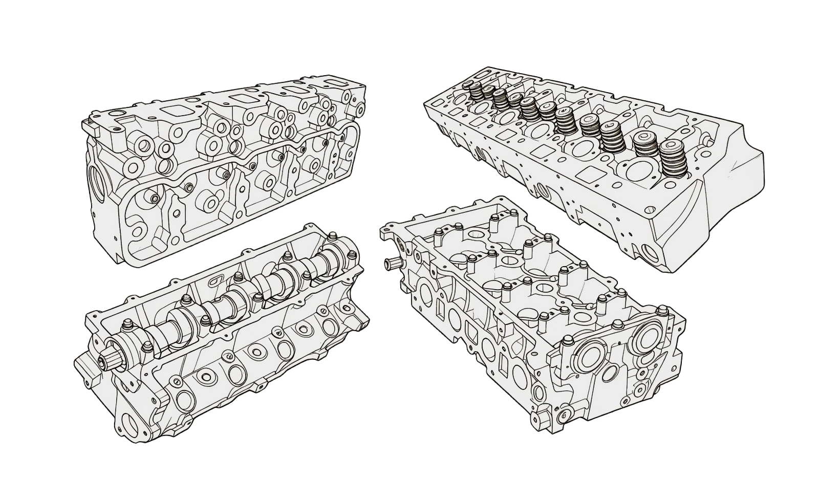 Cylinder head line drawing