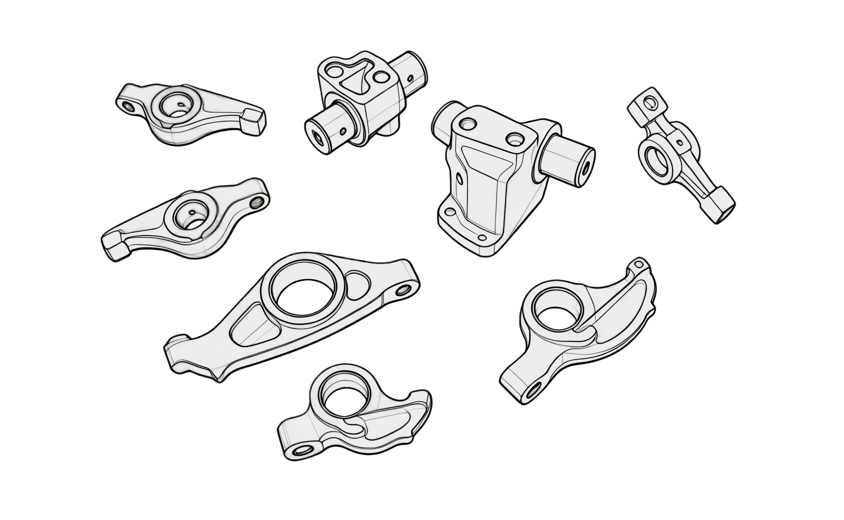 Rocker arm line drawing